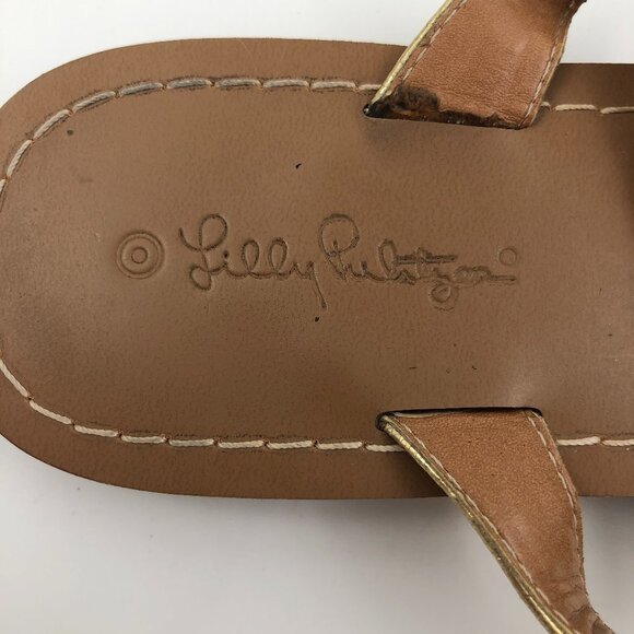 LILLY PULITZER for Target Gold Pineapple Flip Flop Sandals US 6M EUC - Picture 7 of 10
